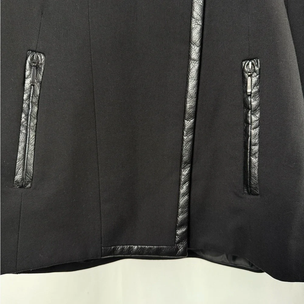 Comptoir Des Cotonniers Leather‎ Trim Short Jacket in Black Size 2